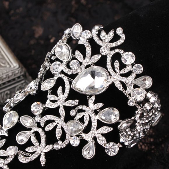 Embellished Swarovski Crystal Bracelet Cuff Ring - Picture 8 of 8